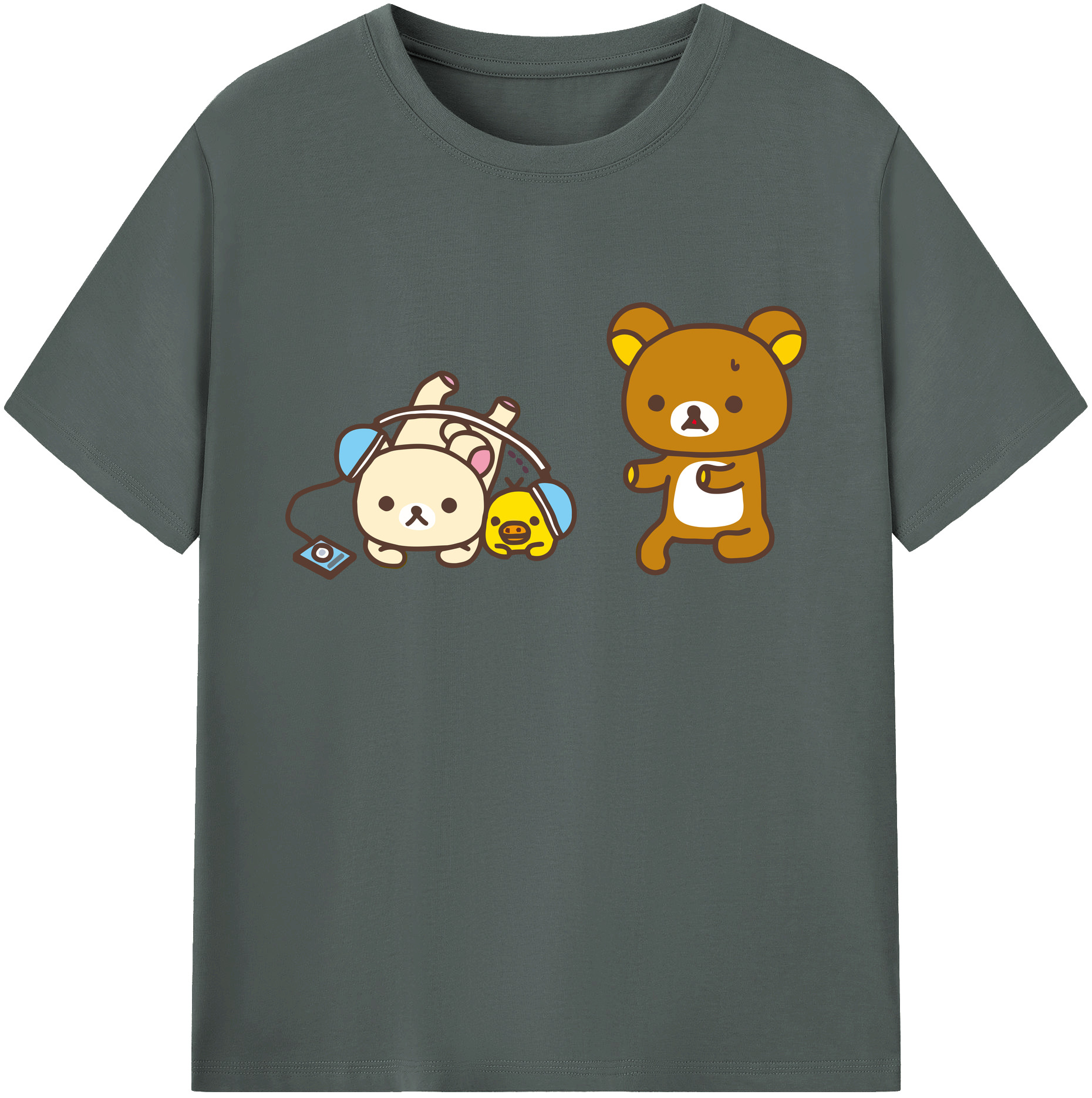（画像用） リラックマ リラックマ キイロイトリ Rilakkuma Korilakkuma Kiiroitori 綿100％ メンズ半袖Tシャツ｜肌触りやわらか＆通気性
